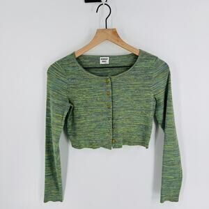 Sunday Best Marled‎ Green Cropped Button Cardigan Long Sleeve Top Size S